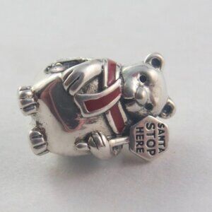 Pandora Bear Charm Christmas Polar Bear Charm Holiday Charm S925 Ale (H17)